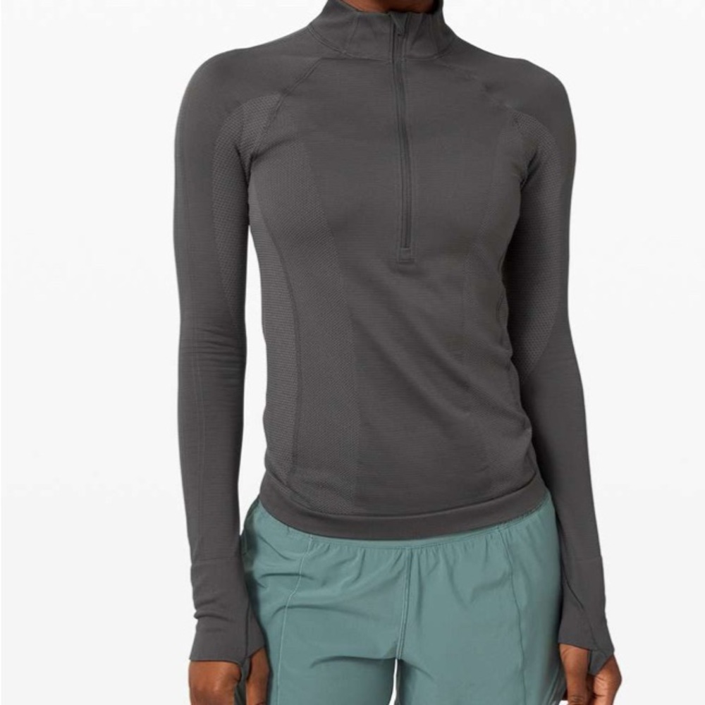NWT! Lululemon For the Chill of It 1/2 zip - size 10, dark grey